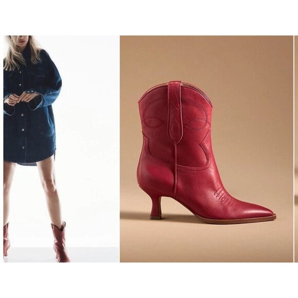 Dolce Vita Women's Size 8.5 Angel Western Cowboy Boots Booties Love Bright Red - Picture 6 of 16